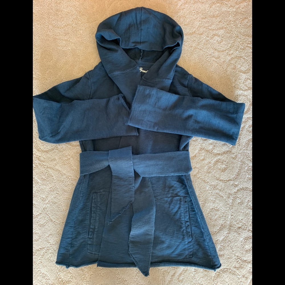 Lucky Brand Black belted hooded cardigan wrap small